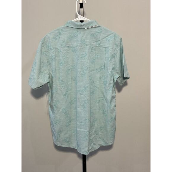 NEW Hurley One and Only Stretch Pineapple Print Blue Button Down SS Shirt Mens M - Picture 2 of 4